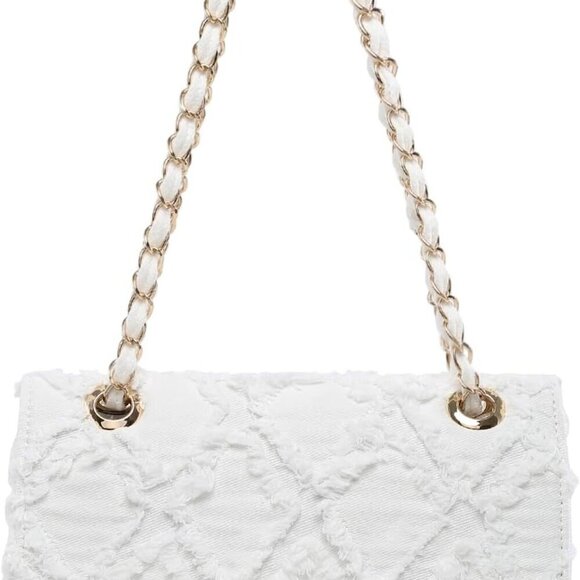 MKP Women Small Shoulder Bags Quilted Crossbody Distressed Jean Denim Purse Even - Picture 1 of 6